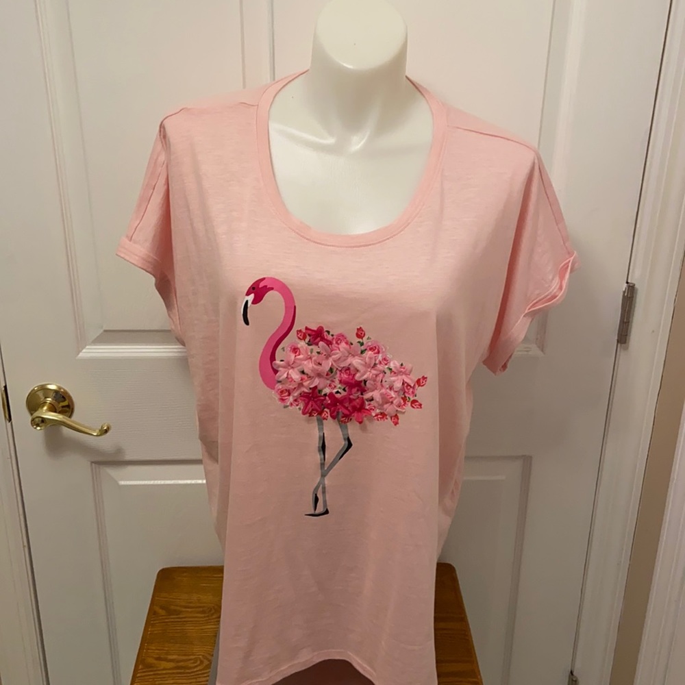 Women’s 3X short sleeve pink flamingo design top